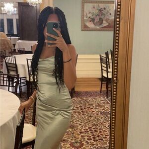 Windsor Satin Prom Dress in Light Green